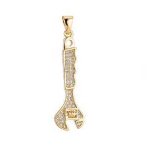 18K Gold Filled Wrench Tools Pendant Charm